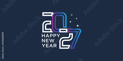 Happy new year 2027 design text vector illustration. New year celebration concept