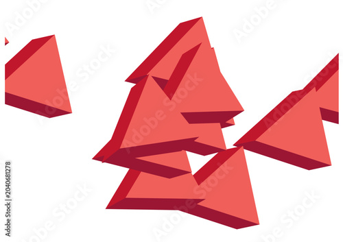 Εκτύπωση καμβά Three dimensional red triangular prisms floating in space with geometry triangle