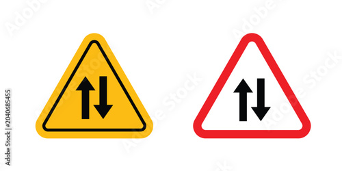 Foto Two way traffic sign vector illustration on white