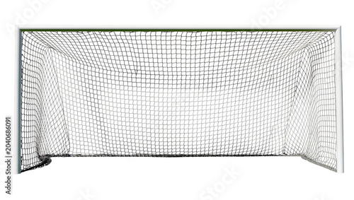 Photography White metal soccer goal with white net, isolated on transparent background