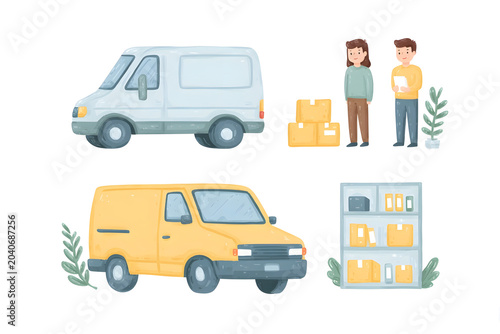 Optimizing Delivery and Storage Solutions: Engaging Visuals of Business Vehicles and Logistics in Action for Modern Commerce and Efficient Transportation