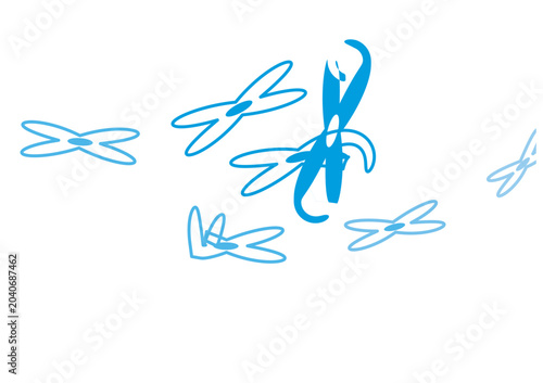 Εκτύπωση καμβά Blue abstract pattern with cross shape repetitive elements on white background b