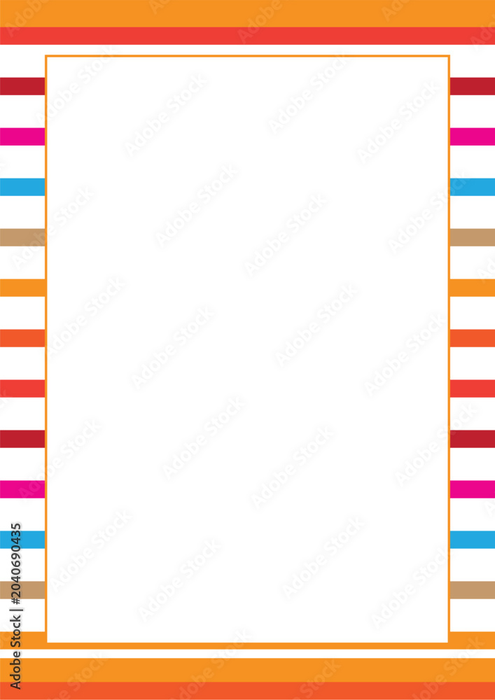 Obraz premium Colorful striped border frame vector illustration for playful creative layouts.