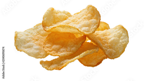 Quadro em tela Golden crispy prawn crackers, piled high and isolated on transparent background