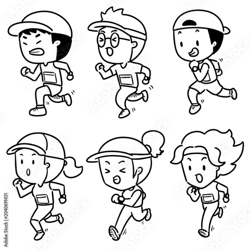 Hand drawn illustration of runners