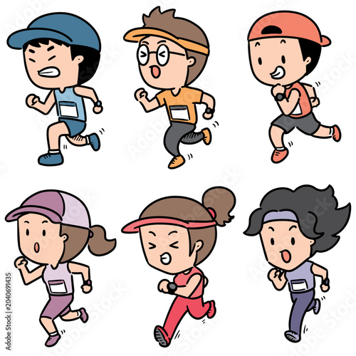 Hand drawn illustration of runners