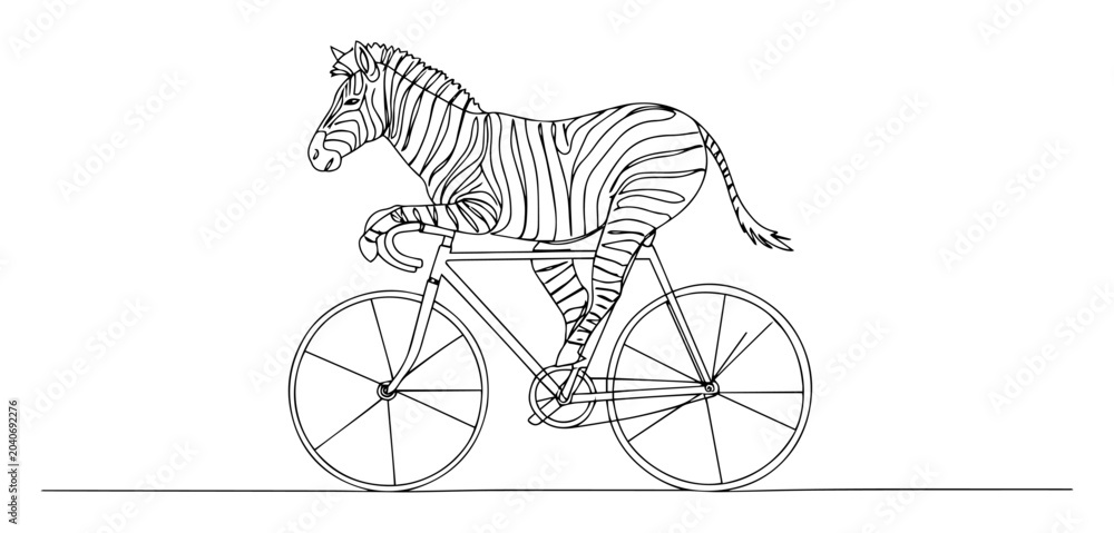 Naklejka premium zebra riding a bicycle