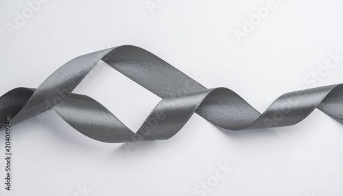 Elegant Grey Satin Ribbon Wavy Pattern on White Background