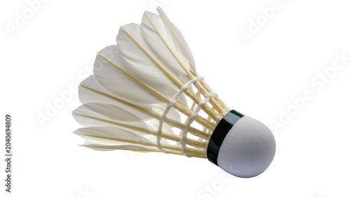 Εκτύπωση καμβά White feather shuttlecock with cork base, isolated on transparent background