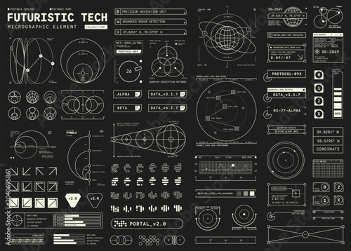 Set of element Micrographic Futuristic UI Cyber Futuristic technology Collection