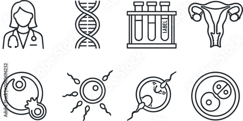 Bild auf Leinwand Set of fertility and reproductive health icons.
