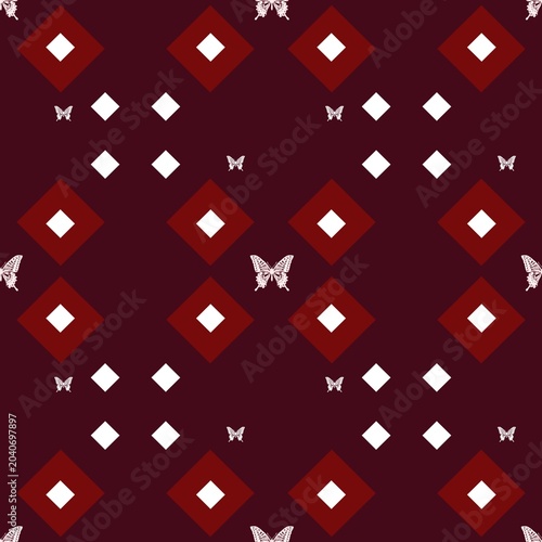 Background floral pattern, fabric design with abstract geometric shapes.	