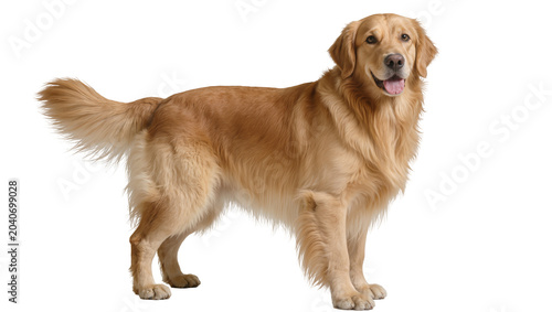 Tableau sur toile Golden Retriever dog standing attentively, isolated on transparent background