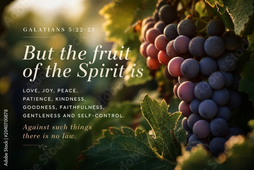 Galatians 5:22-23 Bible Verse: Fruit of the Spirit, Love, Joy, Peace, Self-Control, Christian Virtues Poster