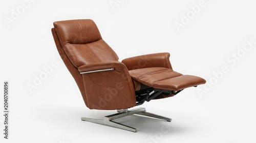 Isolated black leather office chair showing modern comfortable business furniture design for office interior