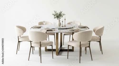 Dining room interior with wooden table and chairs modern furniture design