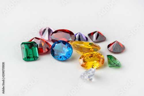 Bright gems isolated on a white background