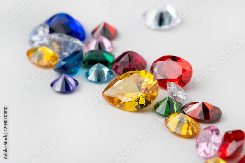 Bright gems isolated on a white background