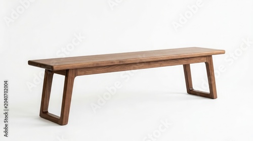 Wooden table and chair set isolated on white background with vintage furniture design in simple empty interior style