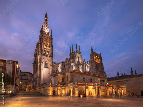 Burgos Cathedral Illuminated at Blue Hour in Burgos, Spain