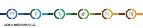 Fotografija sport and games icon set with basketball court, squat, tennis sport ball, gym ba