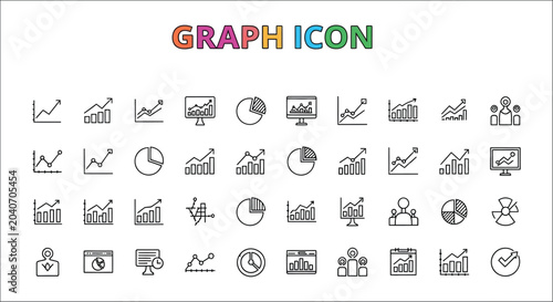 Photos Collection Of Business related Flat Line Icons On White Background