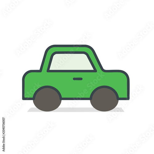 Minimalist green cartoon car illustration.