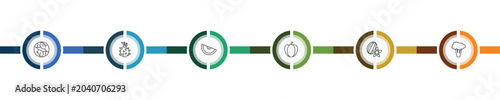 Konstfotografi vegetables and fruits icon set with cabbage, pitaya, carambola, broccoli signs i