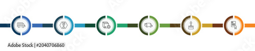 Foto delivery and logistics icon set with cargo bus, fragile, side up, charter signs