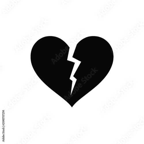Black broken heart icon
