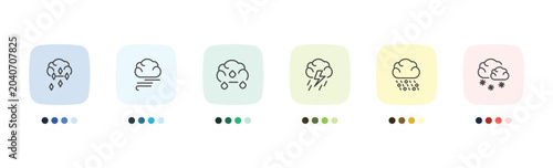 Obraz na płótnie weather icon set with ice pellets, blanket of fog, hail, snowy signs in flat out