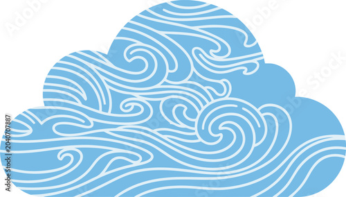 Foto Cloud with Water Wave Pattern in Blue and White Featuring Design, Illustration,