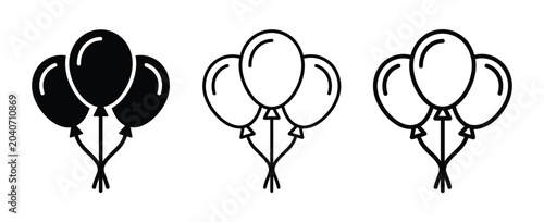 Three black and white balloon icons Vector