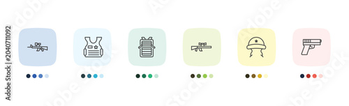 Tableau sur toile military and war and icon set with air force, bulletproof, military helmet, sign