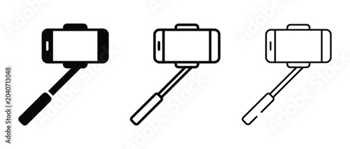 Smartphone selfie stick icons Vector