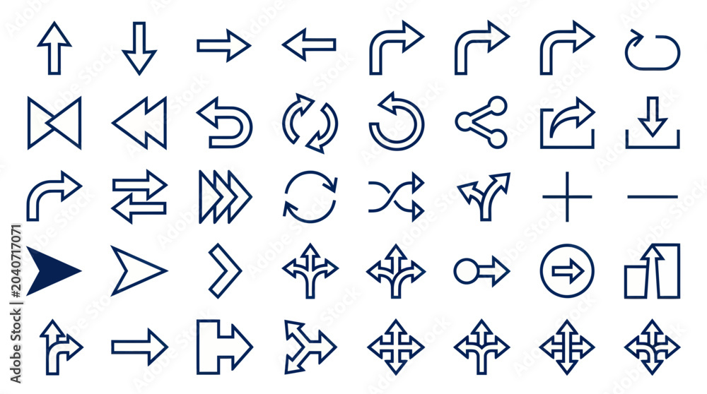 Fototapeta premium Collection of Arrow Icons - Directional Symbols and Navigation Signs