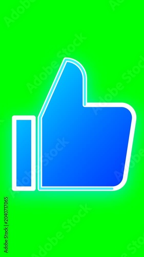 Blue Thumbs Up Icon on Green Background