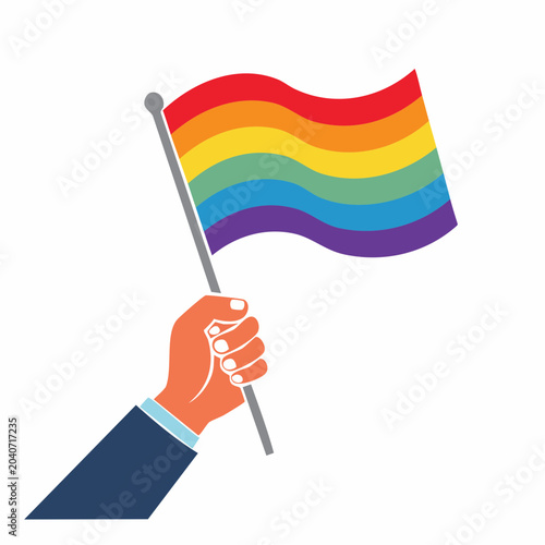 Hand Holding Rainbow Flag