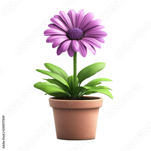 Fresh flower in pot isolated png nature transparent background