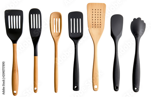 Set of spatula ladle spoon utensil for cooking kitchenware equipment png