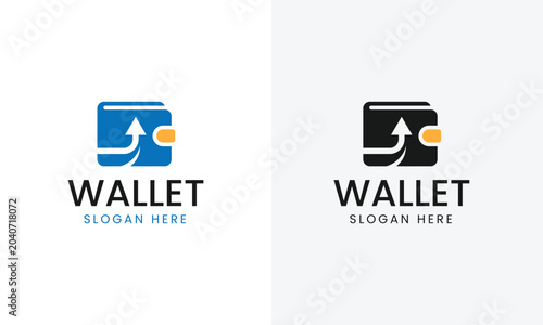 Φωτογραφία Vector wallet logos with arrows and customizable slogans for finance brands, Vec