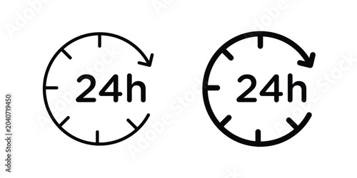 Foto 24 Hrs icon outline icons collection. Flat icons