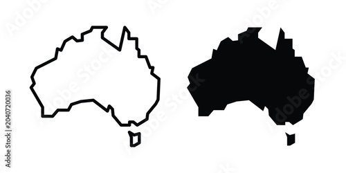 Cuadro en lienzo Australia map icon outline icons collection. Flat icons