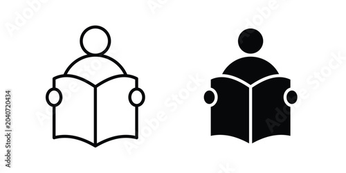 Cuadro en lienzo Book open reader icon outline icons collection. Flat icons
