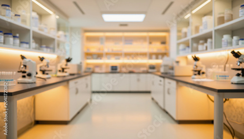 Empty Medical Research Laboratory Interior Warm Clean Background