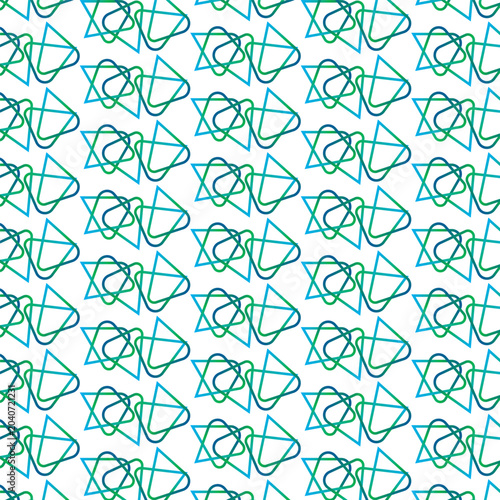 Geometric Pattern, Seamless Background, Star and Triangle Shapes, Blue Green Vector Design