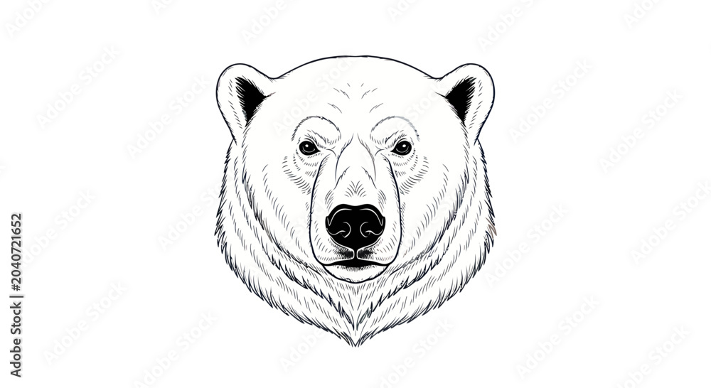 Obraz premium Polar Bear Head Illustration - Hand Drawn Sketch Art