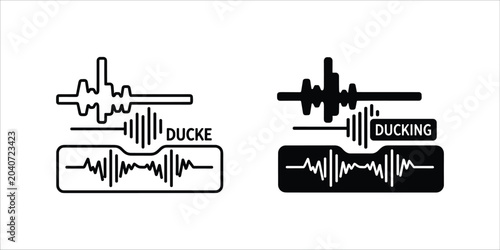 Fotografie Black and white audio waveforms with text labels ducke and ducking