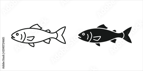 Fotografía Two fish in black and white facing each other contrast