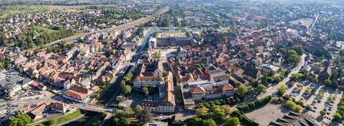 Cuadro en lienzo Aerial view beside the old town around the city saverne in France on a sunny summer day